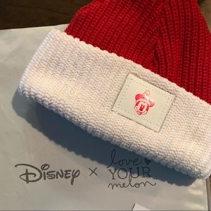 Disney x Love Your Melon Red and White Pom Beanie